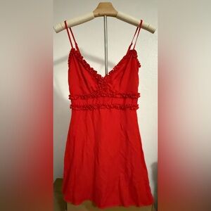 5 for $20 Deal- Mi Ami Red Ruffle Spaghetti Strap Dress- Size Small